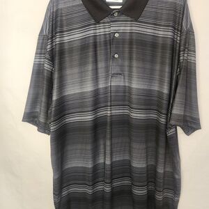 Hogan Black and Gray Striped Polo Shirt
